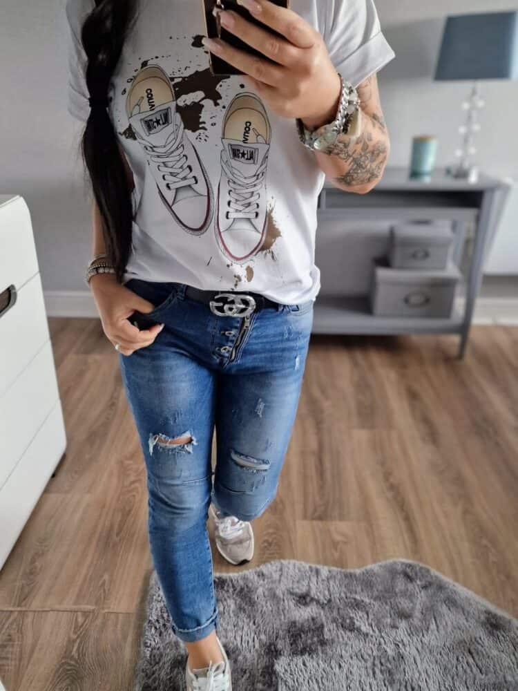 T shirt z wywijanym rękawkiem Trampek - Image 4