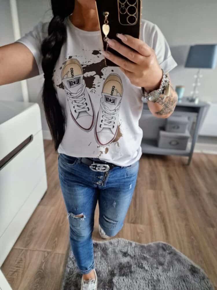 T shirt z wywijanym rękawkiem Trampek - Image 3