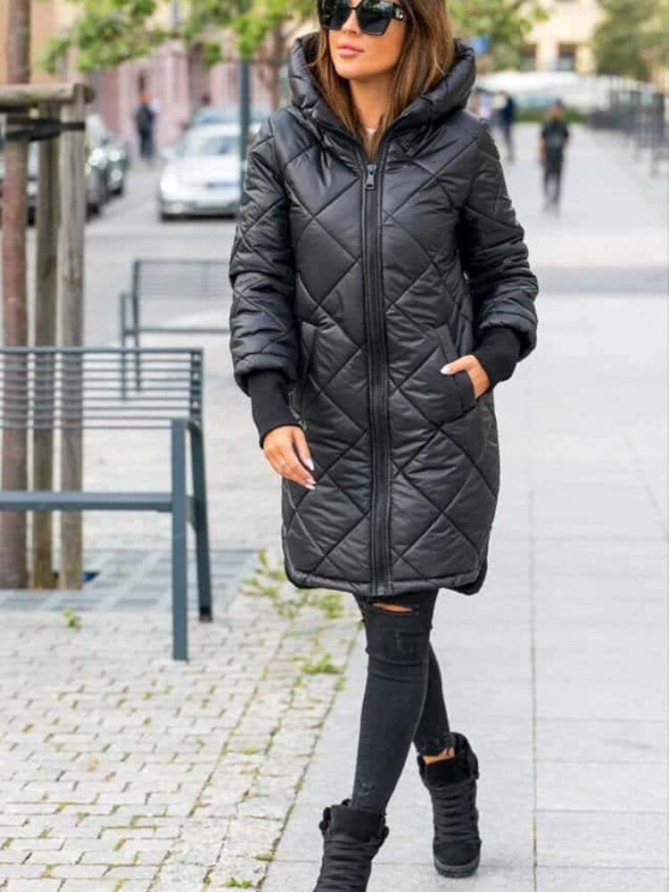 Warm quilted jackets with long ribbed cuffs