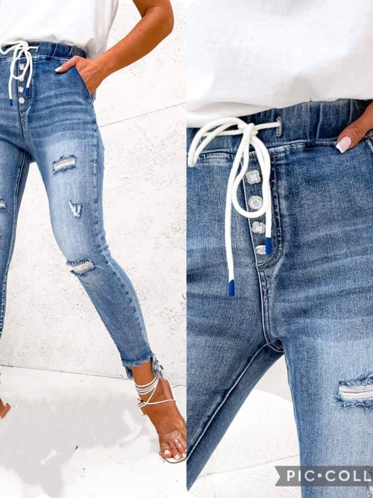 Itaimaska jeans with elastic waistband