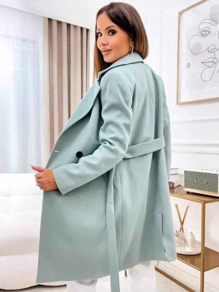 Grey mint coat with belt