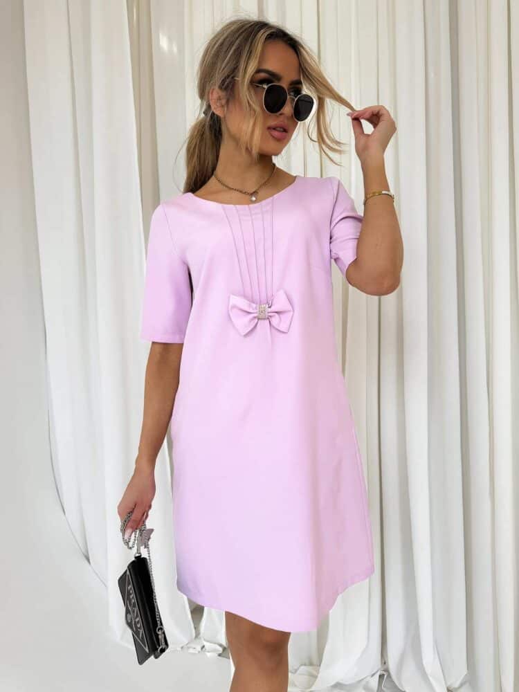 Delicate dress with bow in three colours