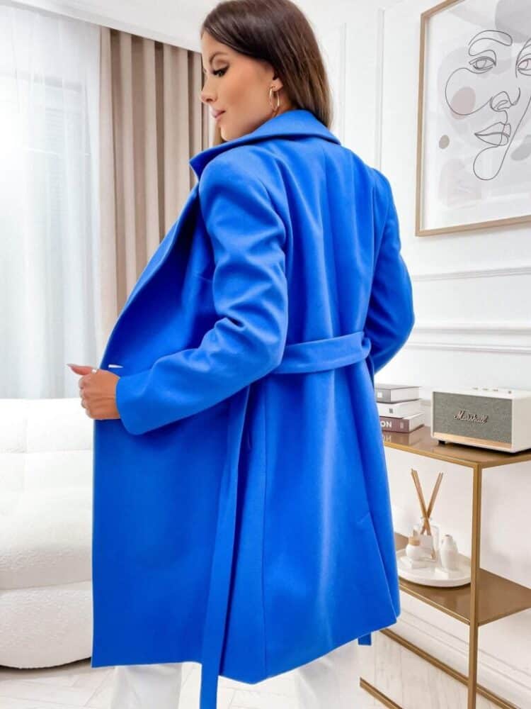 Cornflower coloured coat with belt