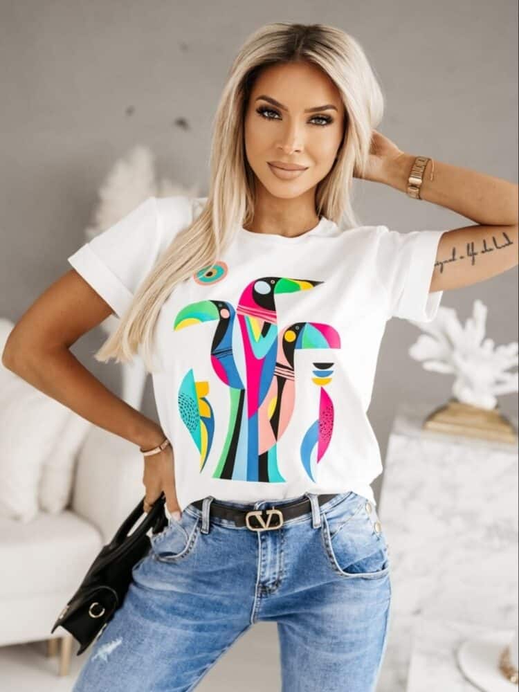 T Shirt Toucan white and green