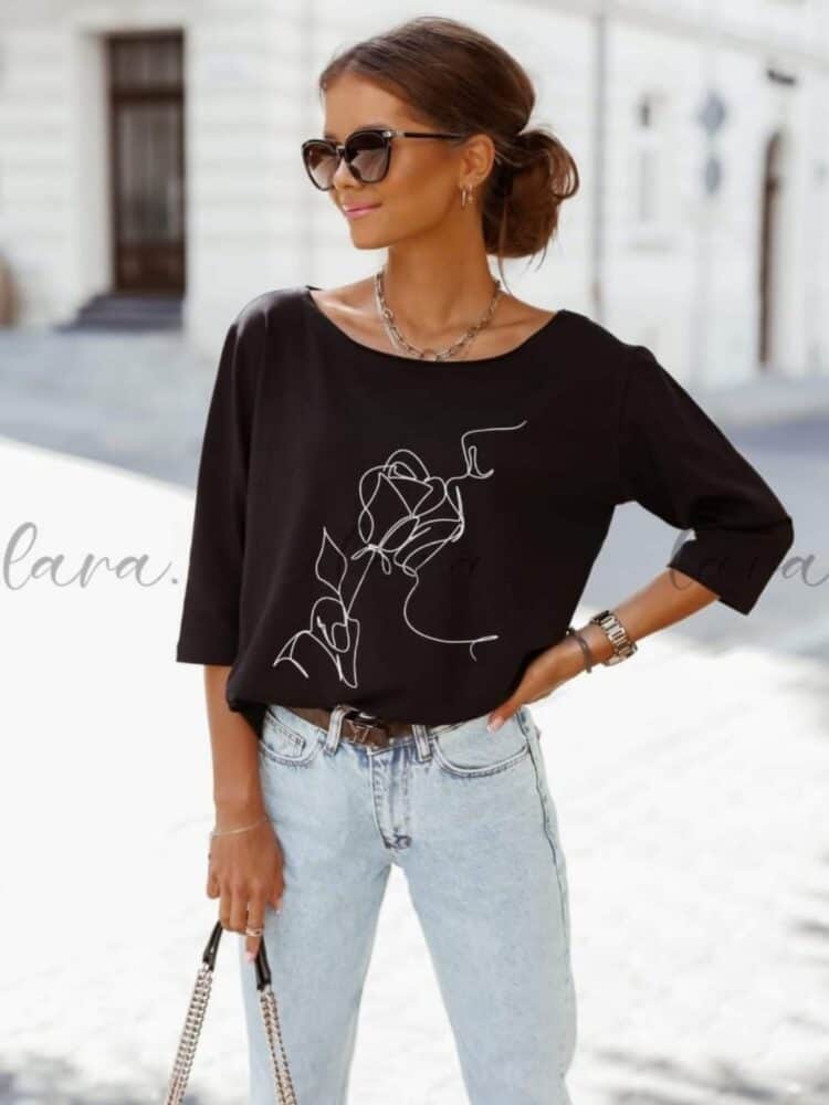 Printed cotton blouse 3/4 sleeve