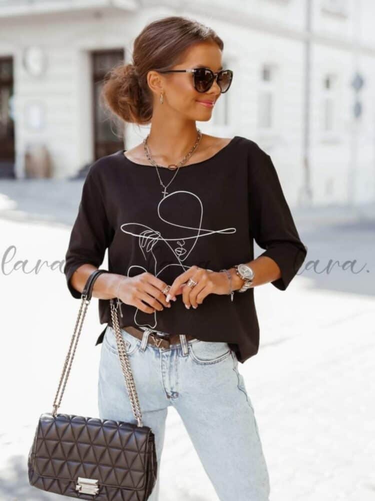 Cotton blouse 3/4 sleeve print