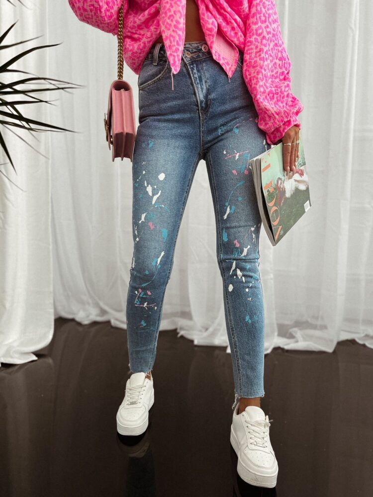 Jeans splashed with paint