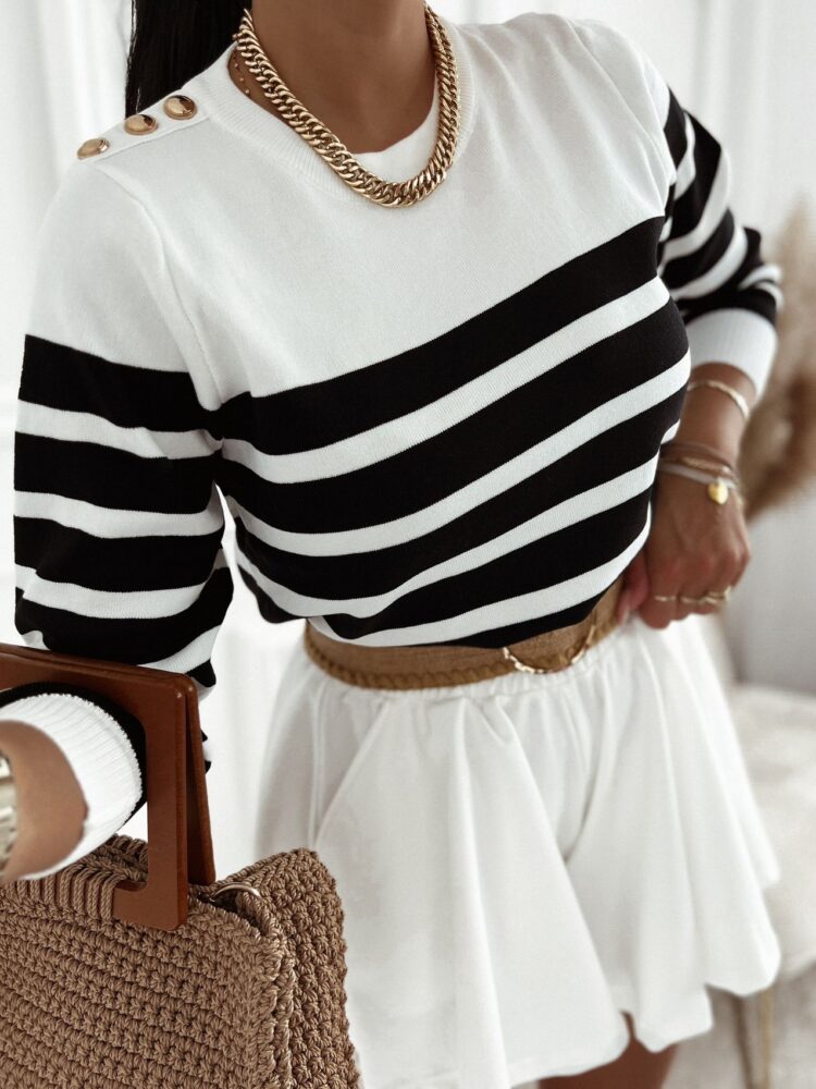 Striped jumper with decorative buttons