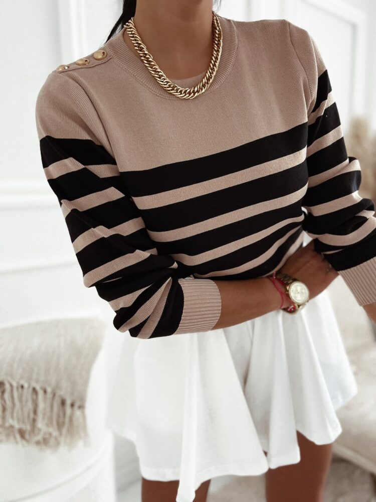 Striped jumper with decorative buttons