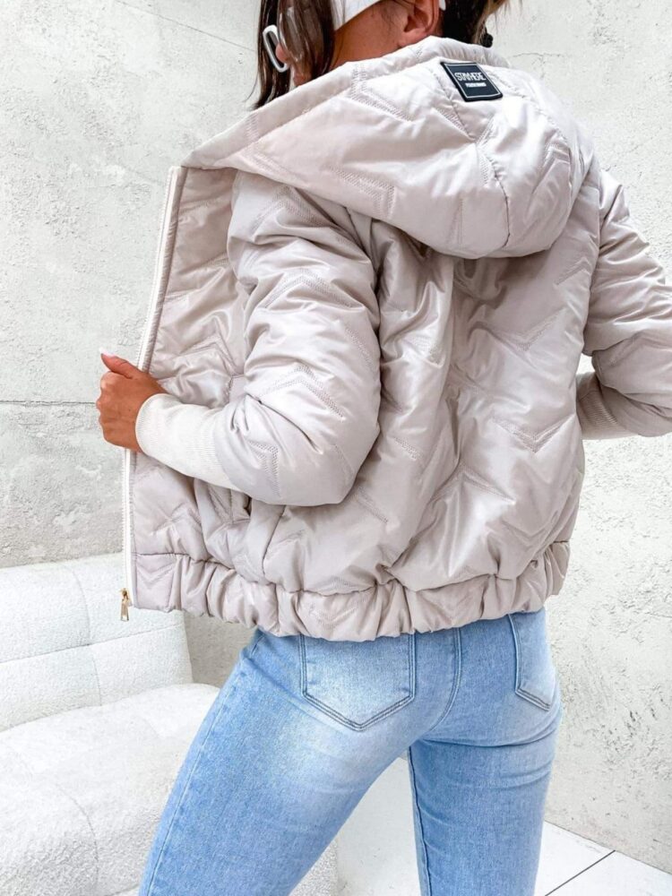 Beige quilted bomber jacket