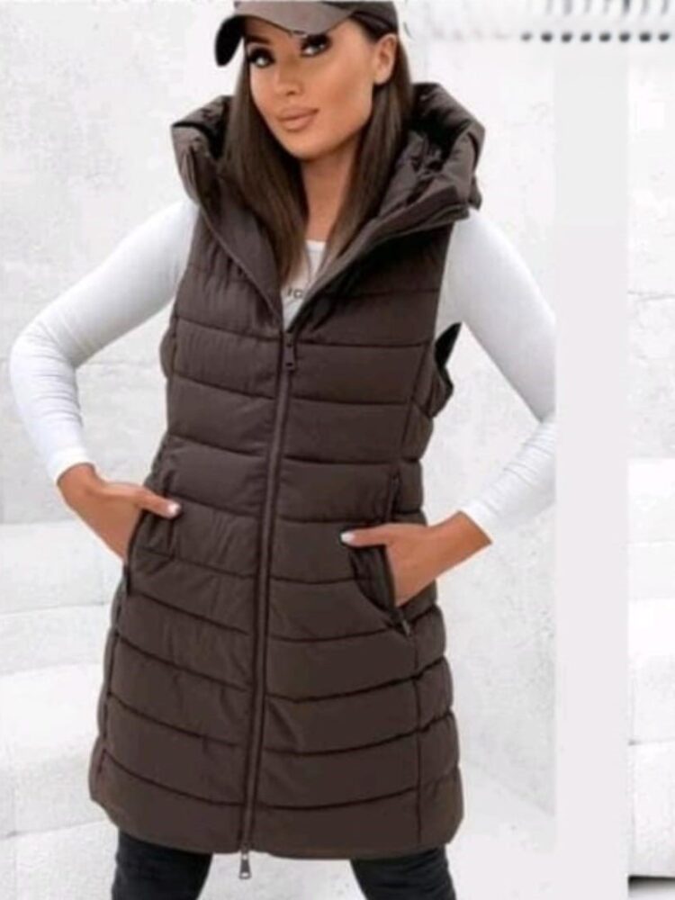 Winter quilted waistcoat chocolate