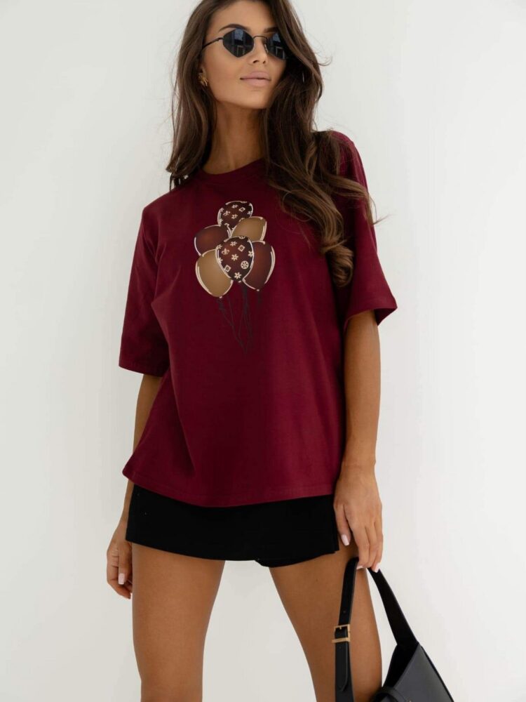 T shirt Maroon and chocolate balloons