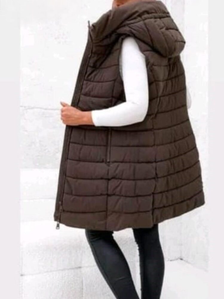 Winter quilted waistcoat chocolate