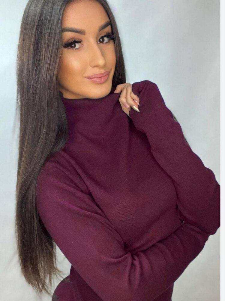 Maroon turtleneck from Minouu