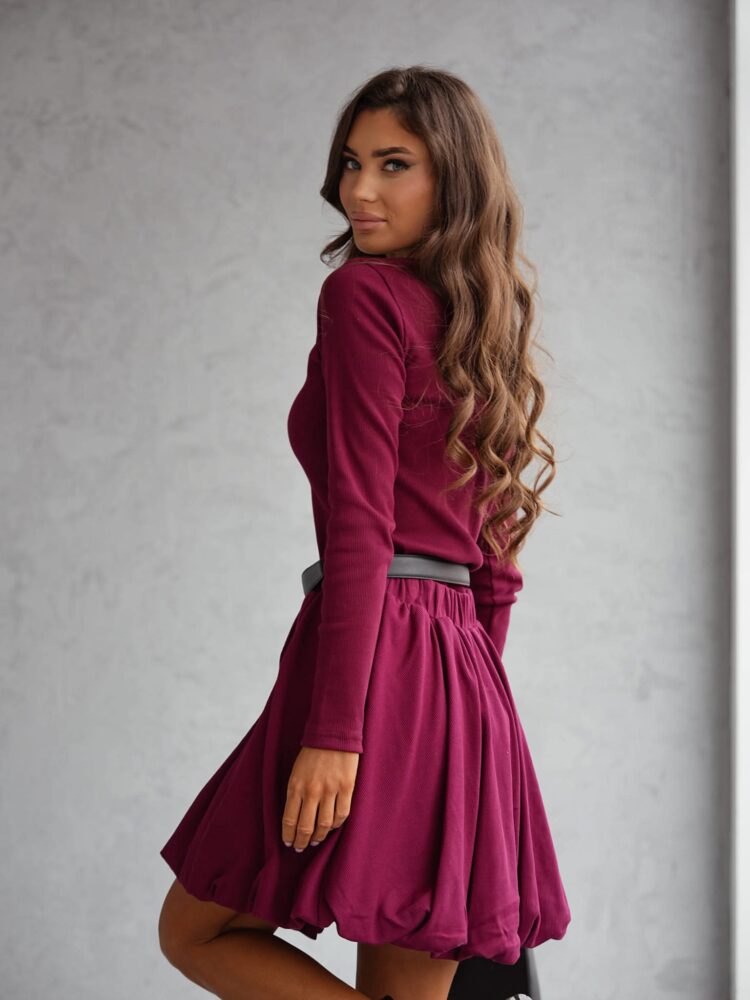 Black maroon bomber skirt