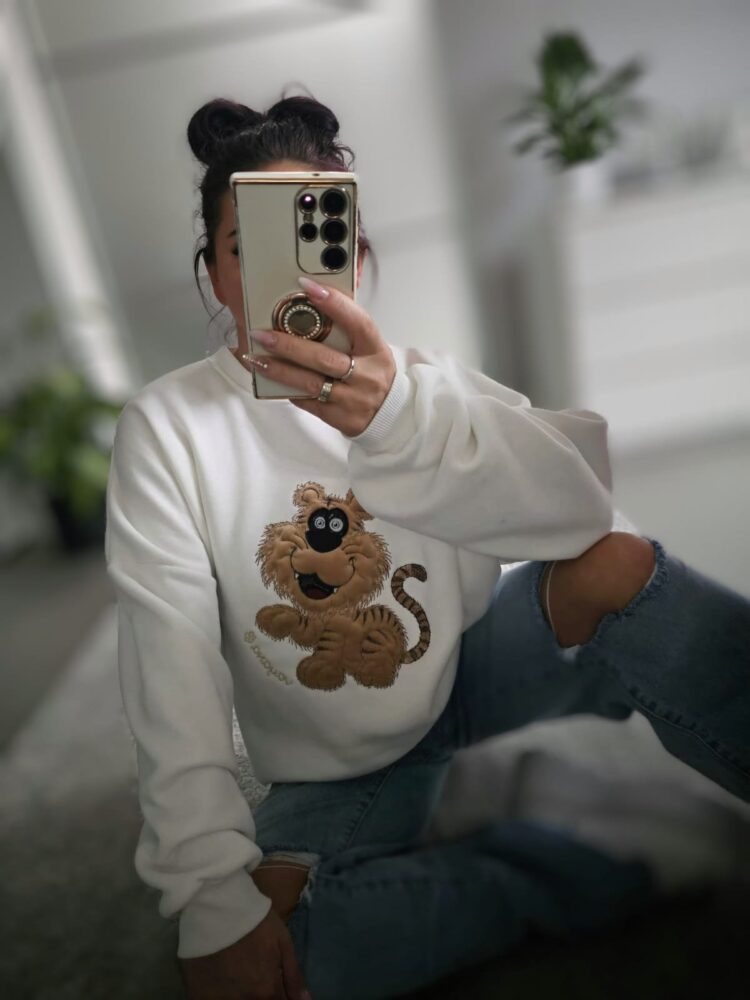 Insulated sweatshirts with 3D lion appliqué