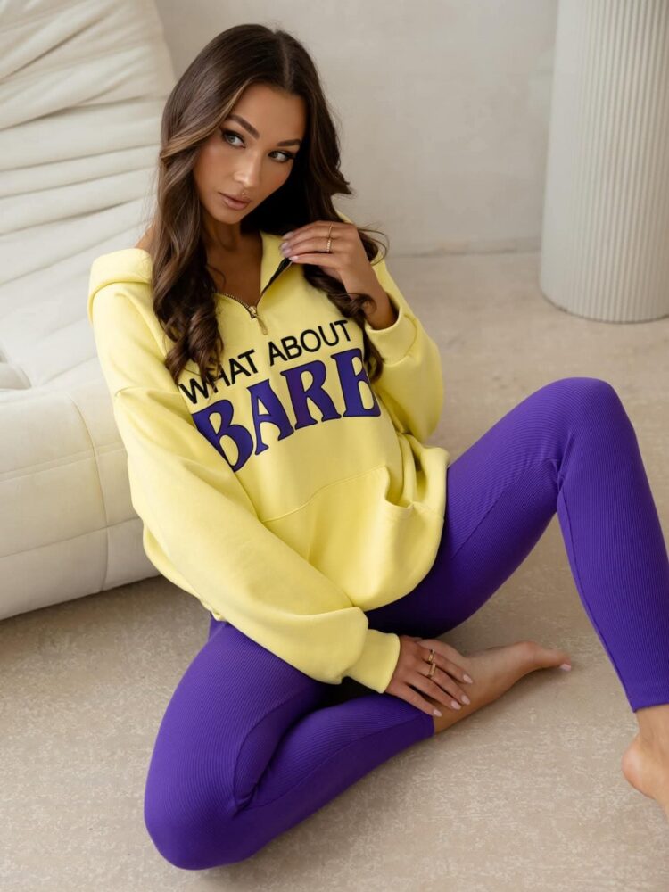 Longer Sweatshirt and Leggings set in yellow and purple