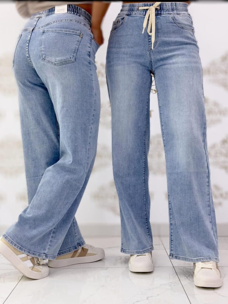 Soft seamed jeans with elastic band