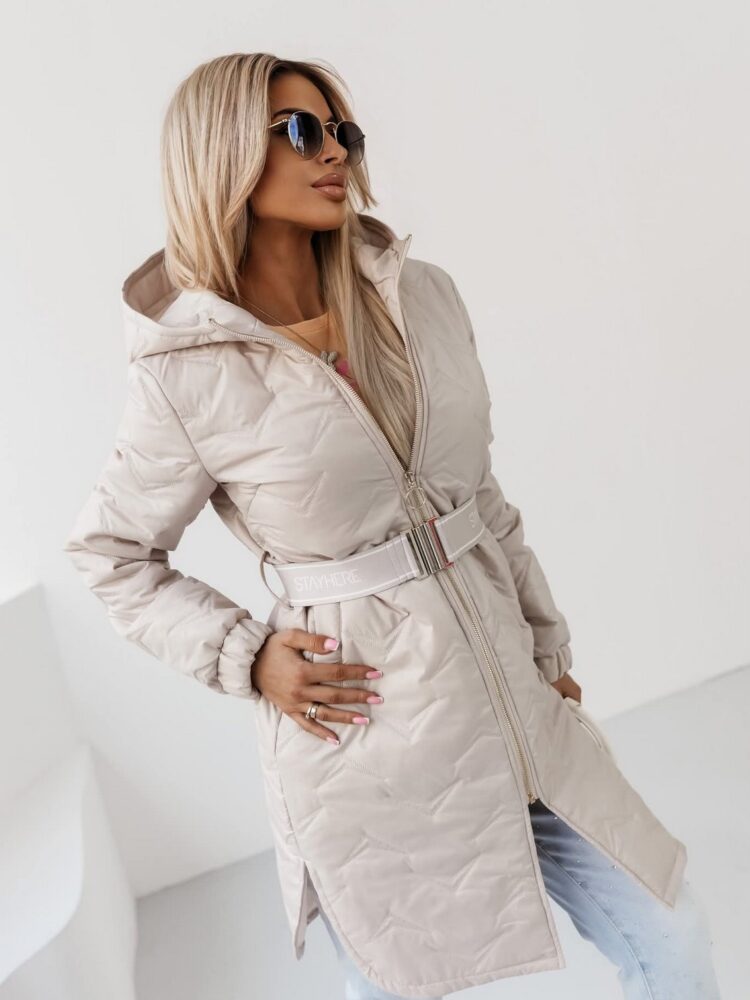 Spring longer hooded jacket