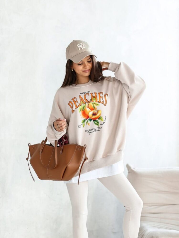 Bluza bawełna Brzoskwinie oversize - Image 4