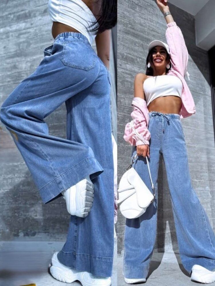 Wide denim seams with cuffs HIT!