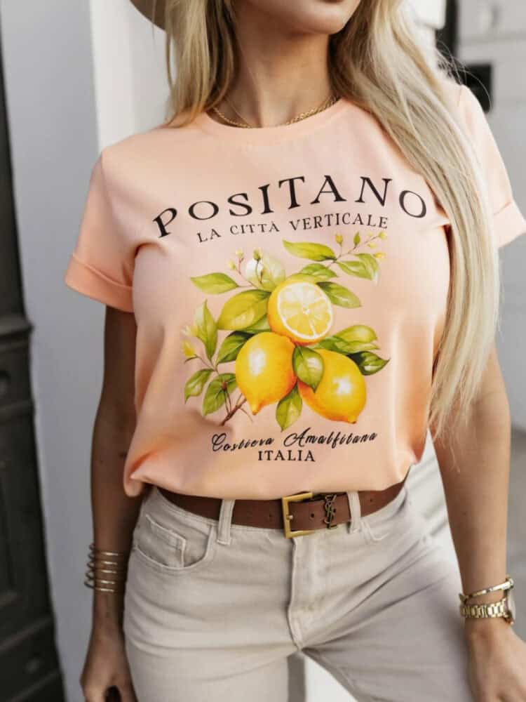 T shirt cytrynki biały morela niebieski granat