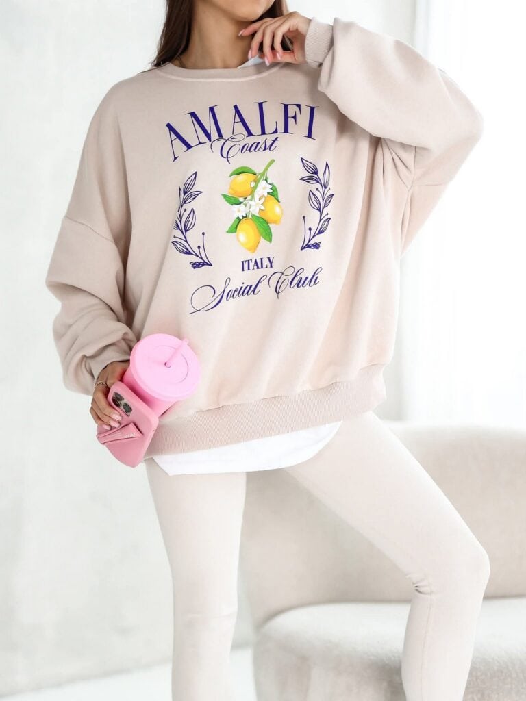 Bluza bawełniana oversize nadruk - obrazek 3