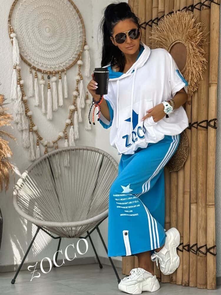 Skirt and blouse set blue Zocco