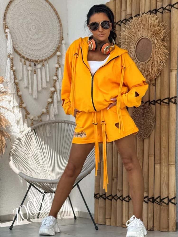 Heart set hoodie hoodie shorts Zocco orange