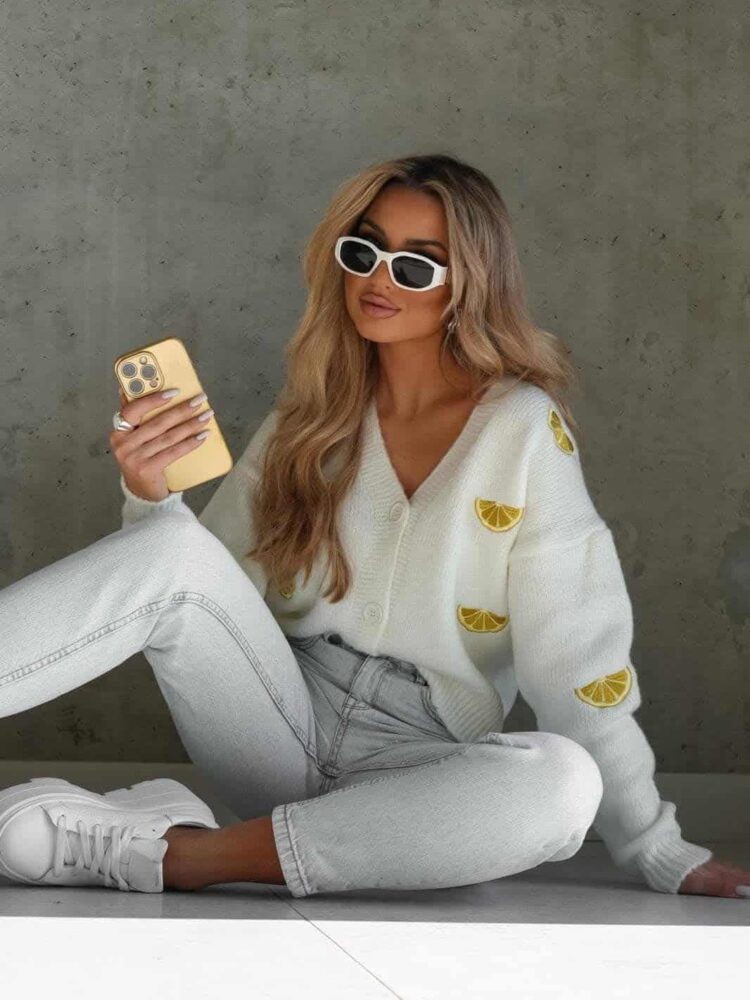 Sweter rozpinany cytryny Ola Bianka - obrazek 4