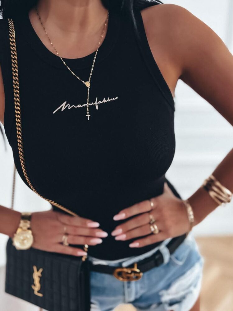 Strapless top cotton striped embroidery