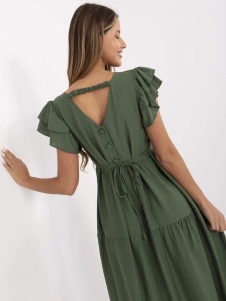 Viscose maxi dress adjustable waistband