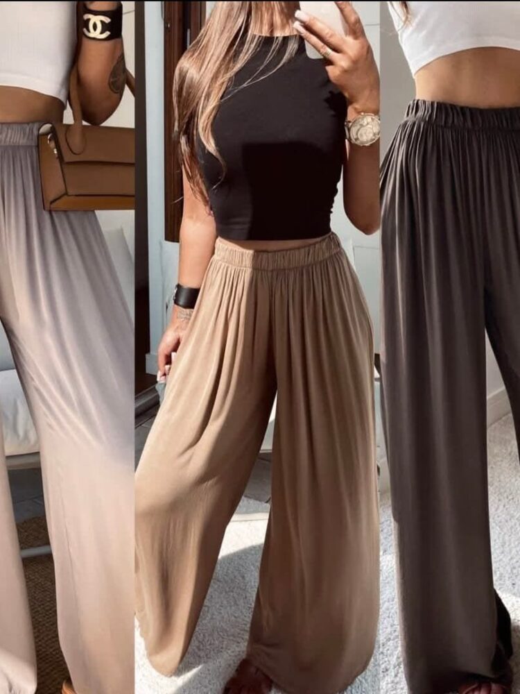 Viscose airy trousers with elastic band