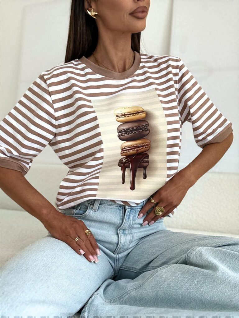 T shirt w paski Makaroniki fango niebieski - Image 4