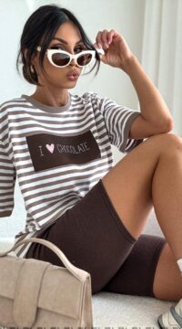 T shirt I love Chocolate stripes
