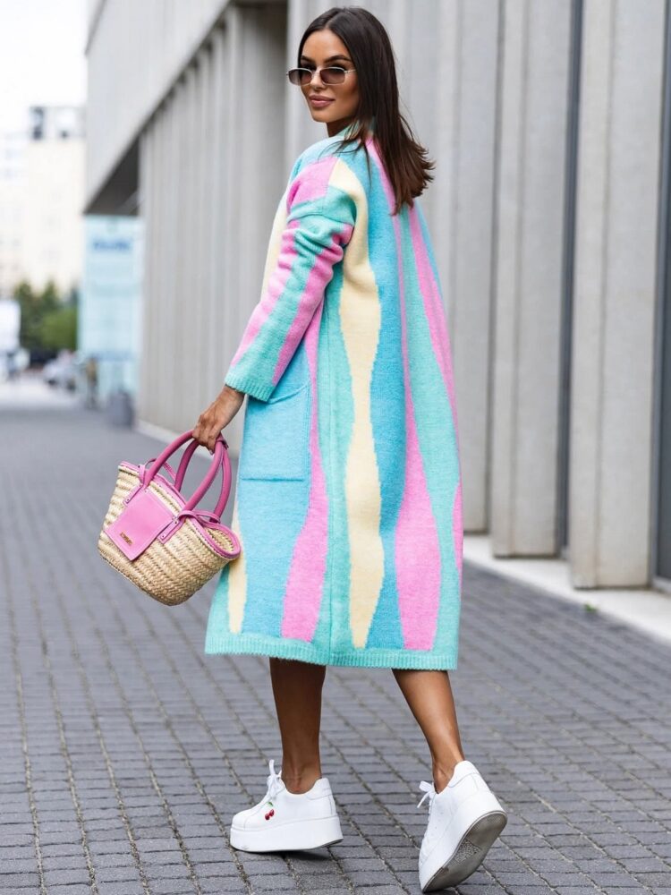 Multicolour striped cardigan